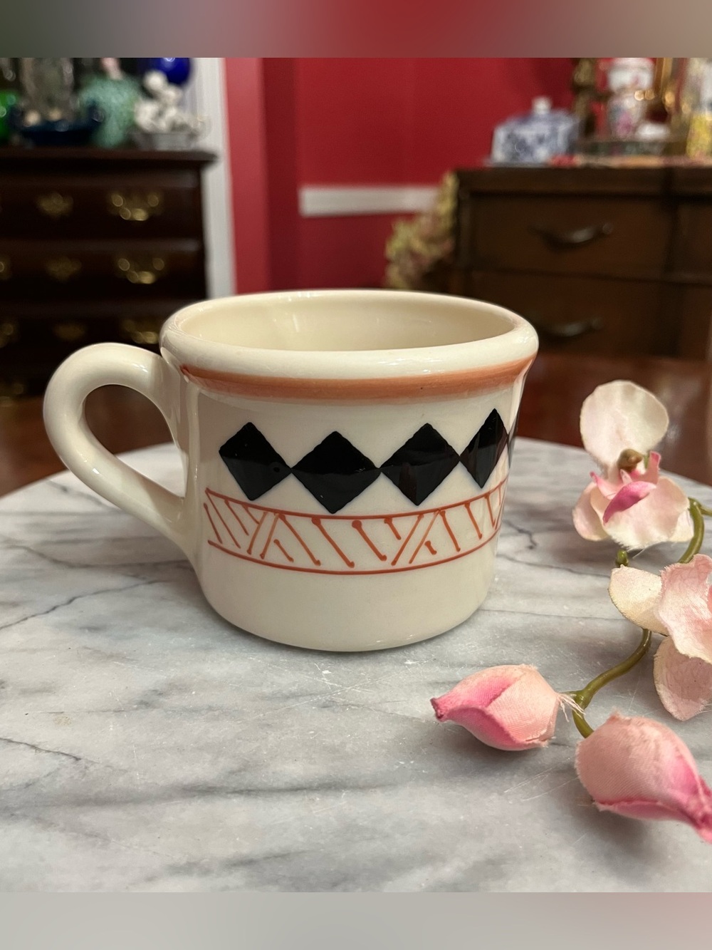 Hartstone USA Pottery Southwest Center Diamond Coffee Cup Vintage Geometric 1979